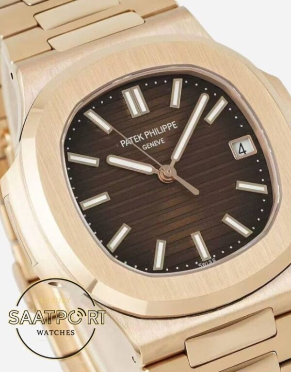 vPatek Philippe Nautilus Ddf Factory 40mm Rose Kasa 57111R-001 Kahve Kadran Super Clone ETA