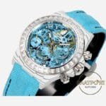 Rolex Daytona Buz Mavisi İskelet Kadran Taşlı Bezel Karbon 4130 Super Clone ETA