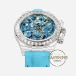 Rolex Daytona Buz Mavisi İskelet Kadran Taşlı Bezel Karbon 4130 Super Clone ETA