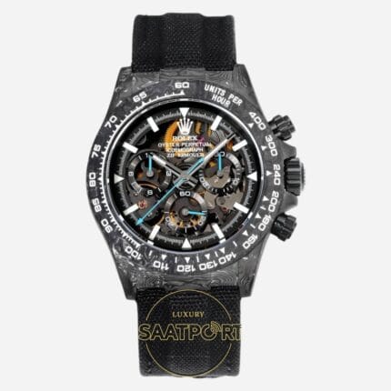 Rolex Daytona İskelet Kadran 40mm Gri Karbon Kasa 4130 Super Clone ETA