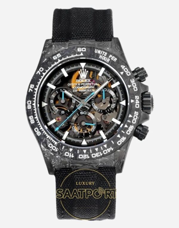 Rolex Daytona İskelet Kadran 40mm Gri Karbon Kasa 4130 Super Clone ETA