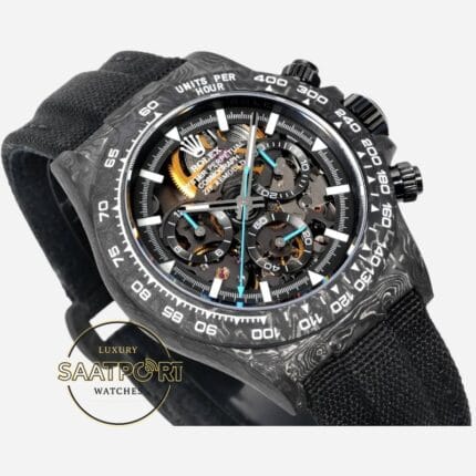 Rolex Daytona İskelet Kadran 40mm Gri Karbon Kasa 4130 Super Clone ETA