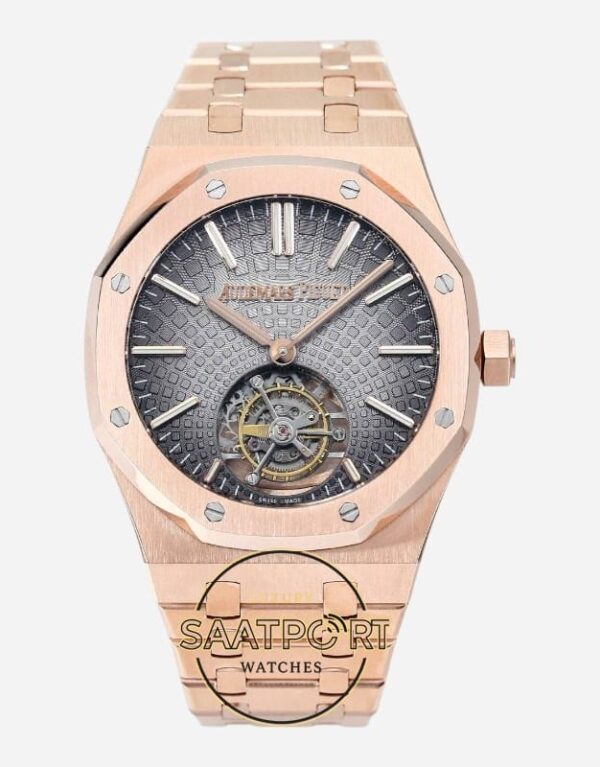 Audemars Piguet 26530OR Royal Oak Full Rose 41mm Gri Kadran 2950 Tourbillon Super Clone ETA