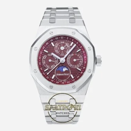 Audemars Piguet 26574BC Royal Oak Perpetual Calendar Çelik 41mm Bordo Kadran 5134 Super Clone ETA