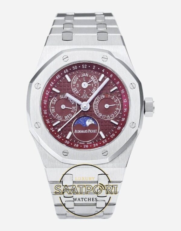Audemars Piguet 26574BC Royal Oak Perpetual Calendar Çelik 41mm Bordo Kadran 5134 Super Clone ETA