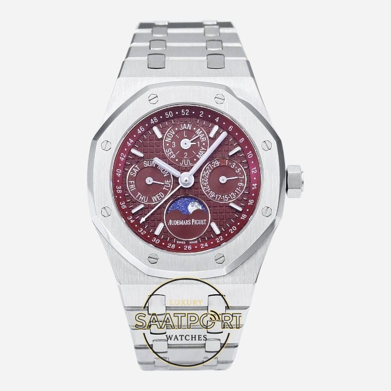 Audemars Piguet 26574BC Royal Oak Perpetual Calendar Çelik 41mm Bordo Kadran 5134 Super Clone ETA (1) Audemars Piguet 26574BC Royal Oak Perpetual Calendar Çelik 41mm Bordo Kadran 5134 Super Clone ETA
