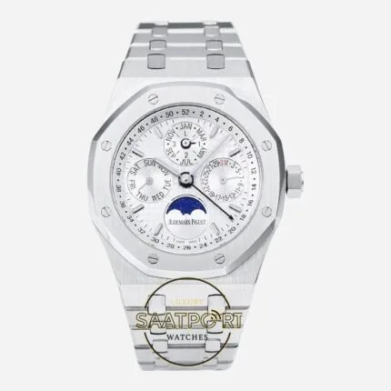 Audemars Piguet 26574ST Royal Oak Perpetual Calendar Çelik 41mm Beyaz Kadran 5134 Super Clone ETA