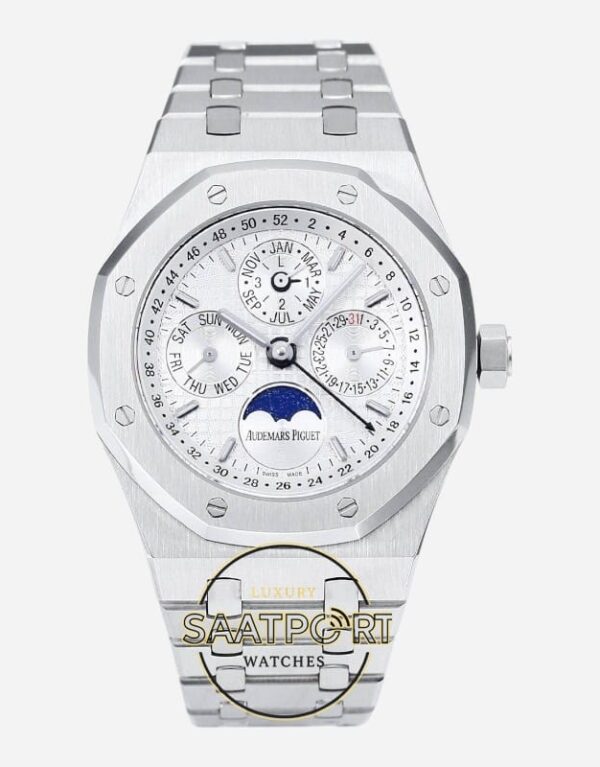 Audemars Piguet 26574ST Royal Oak Perpetual Calendar Çelik 41mm Beyaz Kadran 5134 Super Clone ETA