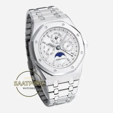 Audemars Piguet 26574ST Royal Oak Perpetual Calendar Çelik 41mm Beyaz Kadran 5134 Super Clone ETA