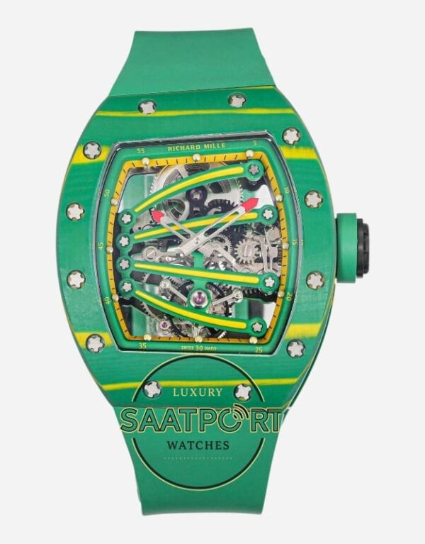 Richard Mille RM 59-01 Yohan Blake Yeşil Karbon Kasa Kauçuk Kordon Tourbillon Super Clone ETA
