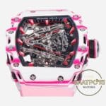 Richard Mille RM38-02 Bubba Watson Beyaz Pembe Karbon Kasa Kauçuk Kordon Tourbillon Super Clone ETA