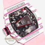 Richard Mille RM38-02 Bubba Watson Beyaz Pembe Karbon Kasa Kauçuk Kordon Tourbillon Super Clone ETA