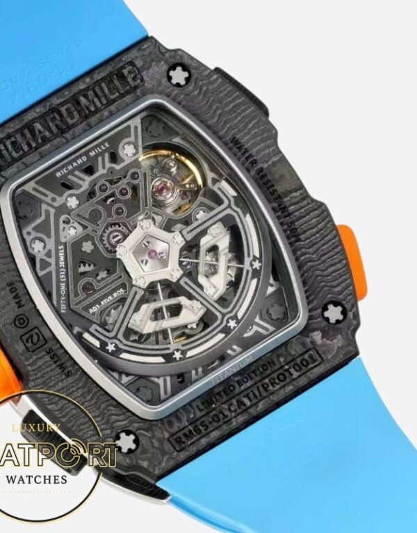 Richard Mille RM65-01 McLaren Karbon Kasa Turkuaz Kauçuk Kordon Tourbillon Super Clone ETA