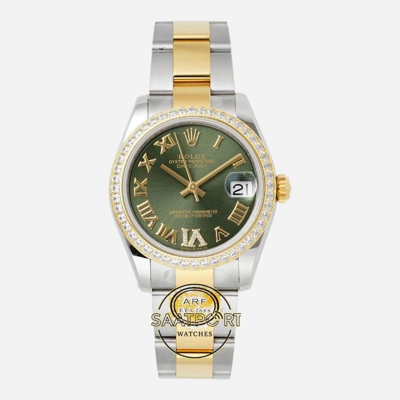 Rolex Datejust 31mm 278383RBR ARF Romen Rakamlı Yeşil Kadran 2688 Super Clone ETA