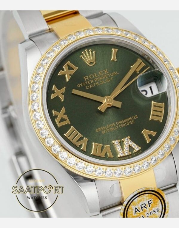Rolex Datejust 31mm 278383RBR ARF Romen Rakamlı Yeşil Kadran 2688 Super Clone ETA
