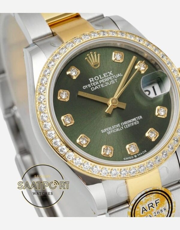 Rolex Datejust 31mm ARF 278273 Taşlı Bezel Taşlı Yeşil Kadran Oyster Kordon 2688 Super Clone ETA