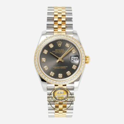 Rolex Datejust 31mm ARF 278273 Taşlı Koyu Gri Kadran Jubilee Kordon 2688 Super Clone ETA