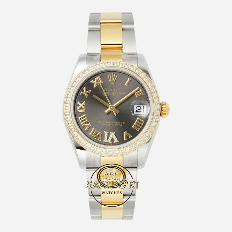 Rolex Datejust 31mm ARF 278381RBR Roma Rakamlı Gri Kadran Oyster Kordon 2688 Super Clone ETA (1) Rolex Datejust 31mm ARF 278381RBR Roma Rakamlı Gri Kadran Oyster Kordon 2688 Super Clone ETA