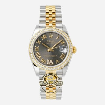 Rolex Datejust 31mm Taşlı Bezel ARF 278381RBR Roma Rakamlı Kadran Jubilee 2688 Super Clone ETA