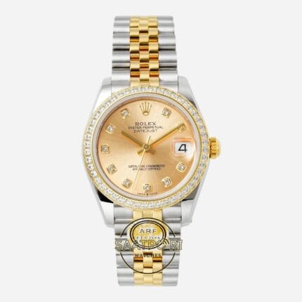 Rolex Datejust 31mm Taşlı Bezel ARF 278383RBR Taşlı Gold Kadran Jubilee 2688 Super Clone ETA
