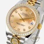 Rolex Datejust 31mm Taşlı Bezel ARF 278383RBR Taşlı Gold Kadran Jubilee 2688 Super Clone ETA
