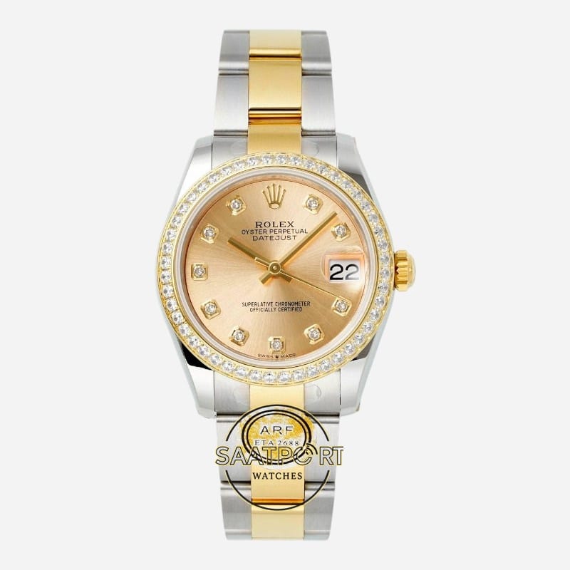Rolex Datejust 31mm Taşlı Bezel ARF 278383RBR Taşlı Şampanya Kadran Oyster 2688 Super Clone ETA (1) Rolex Datejust 31mm Taşlı Bezel ARF 278383RBR Taşlı Şampanya Kadran Oyster 2688 Super Clone ETA