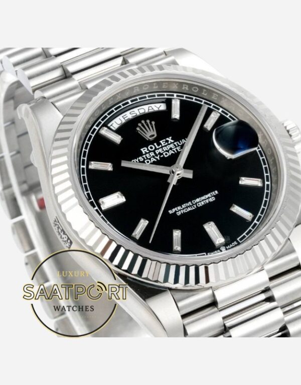 Rolex Day Date 228236 Parlak Siyah Kadran 40mm 904L Çelik Super Clone ETA