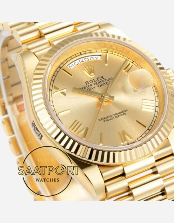 Rolex Day Date 228238 Şampanya Roman Kadran 40mm 904L Gold Çelik Super Clone ETA
