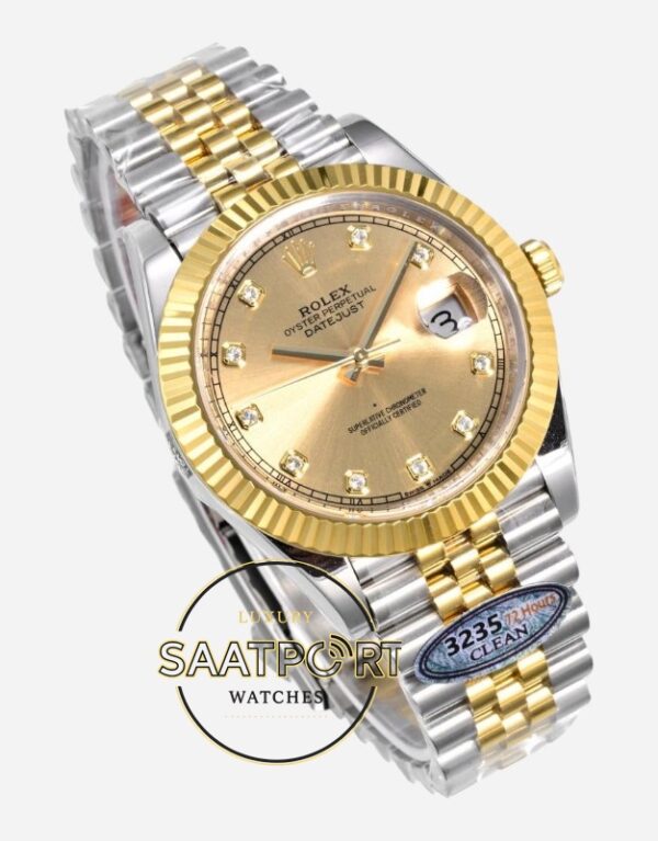 Rolex Datejust 126333 Clean Factory 41mm Taşlı Şampanya Kadran 904L Jubilee 3235 Super Clone ETA