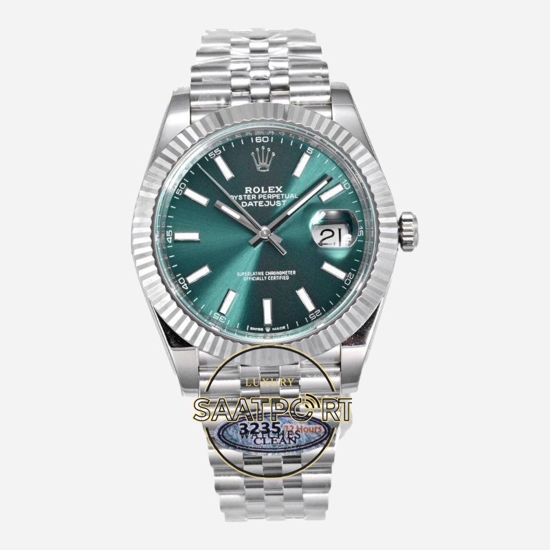 Rolex Datejust 126334 Clean Factory 41mm Nane Yeşili Kadran 904L Jubilee 3235 Super Clone ETA (1) Rolex Datejust 126334 Clean Factory 41mm Nane Yeşili Kadran 904L Jubilee 3235 Super Clone ETA