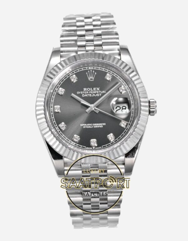 Rolex Datejust 126334 Vsf Factory 41mm Taşlı Siyah Arduvaz Kadran 904L Jubilee 3235 Super Clone ETA