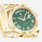 Rolex Day Date 228238 Roma Rakamlı Yeşil Kadran 40mm Full Gold 904L Çelik Super Clone ETA
