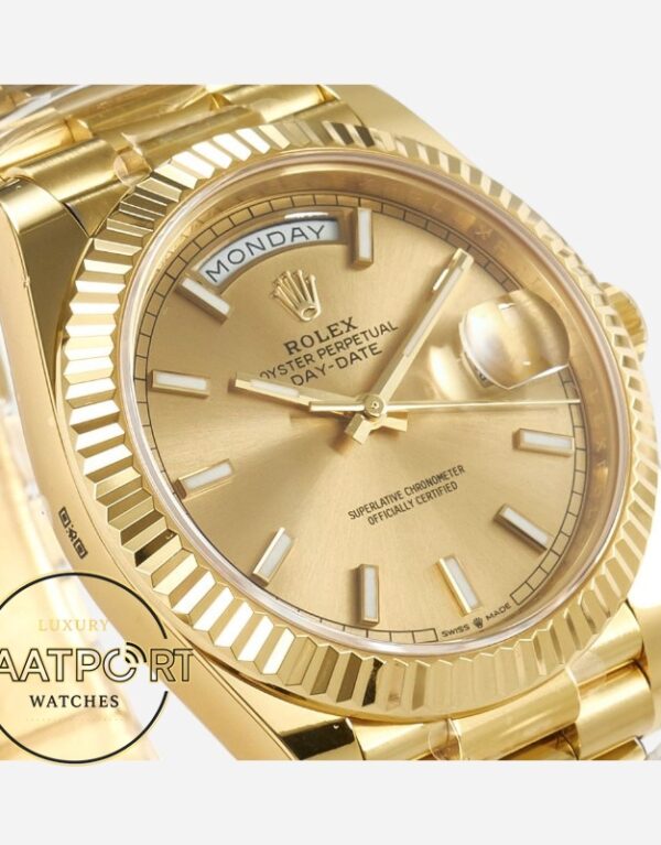 Rolex Day Date 228238 Şampanya Kadran 40mm Full Gold 904L Çelik Super Clone ETA