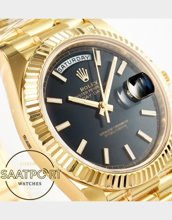 Rolex Day Date 228238 Siyah Oniks Kadran 40mm Full Gold 904L Çelik Super Clone ETA