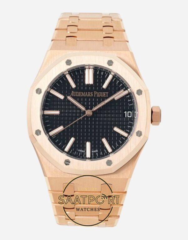 Audemars Piguet 15510OR Royal Oak 41mm DDF Full Rose Factory Grande Tapisserie Black Dial 4302 Super Clone ETA