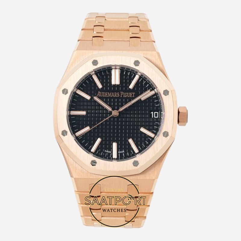 Audemars Piguet 15510OR Royal Oak 41mm DDF Full Rose Factory Grande Tapisserie Black Dial 4302 Super Clone ETA