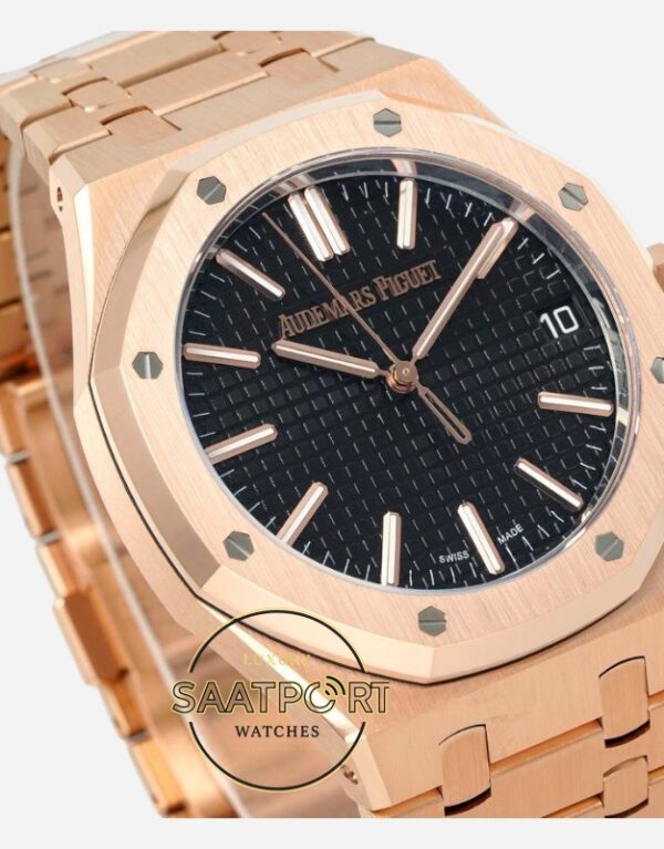 Audemars Piguet 15510OR Royal Oak 41mm DDF Full Rose Factory Grande Tapisserie Black Dial 4302 Super Clone ETA