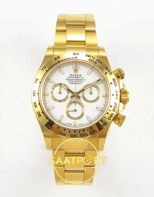 Rolex Daytona 40mm 126508 White Yellow Gold BTF Factory Eta Saat karşıdan görünüm