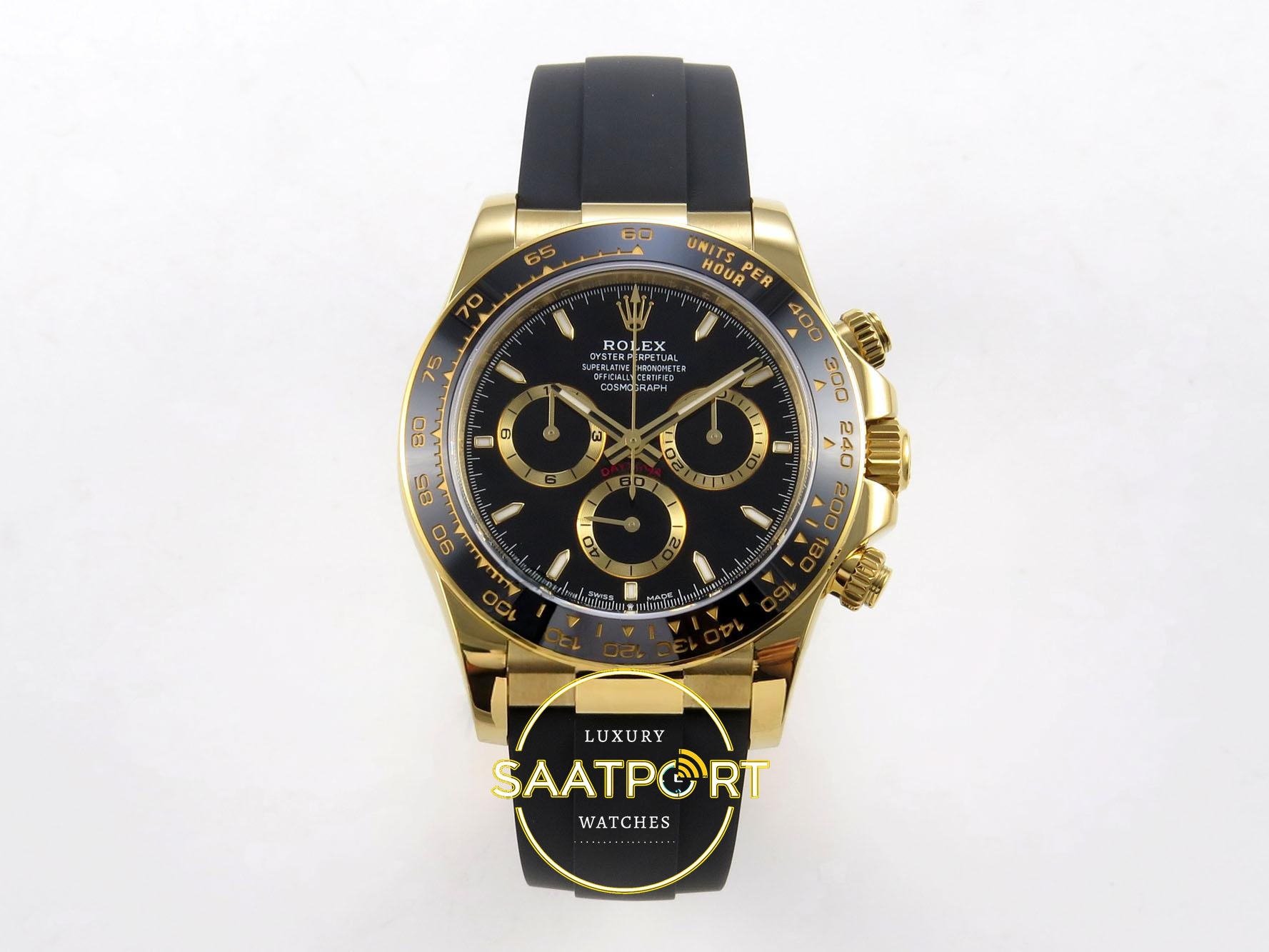 01-101 Rolex Daytona 40mm 126518 Black Oysterflex ZF Factory Eta Saat karşıdan görünüm