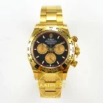 Rolex Daytona 40mm 126508 Black Yellow Gold Subdial BTF Factory Eta Saat karşıdan görünüm