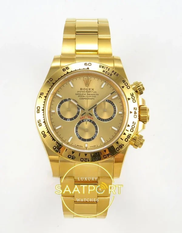 Rolex Daytona 40mm 126508 Yellow Gold BTF Factory Eta Saat karşıdan görünüm