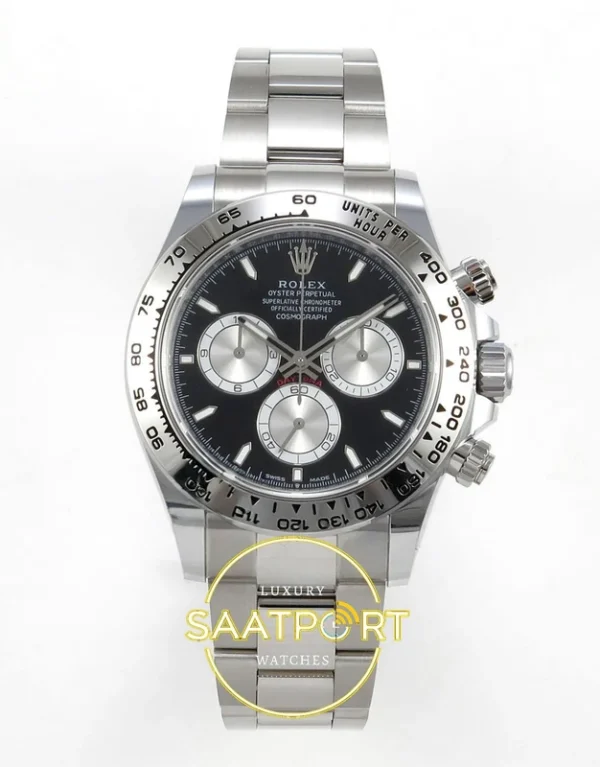 Rolex Daytona 40mm 126509 Black Silver Stick BTF Factory Eta Saat karşıdan görünüm