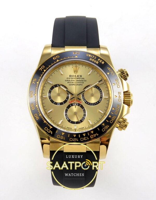 Rolex Daytona 40mm 126518 Yellow Gold Oysterflex ZF Factory Eta Saat karşıdan görünüm