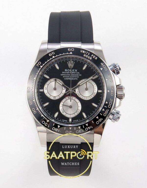 Rolex Daytona 40mm 126519 Black Silver Oysterflex ERF Factory Eta Saat karşıdan görünüm