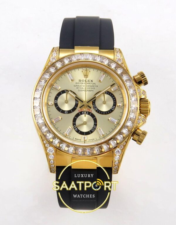 Rolex Daytona 40mm 126538TBR Yellow Gold Oysterflex QF Factory Eta Saat karşıdan görünüm