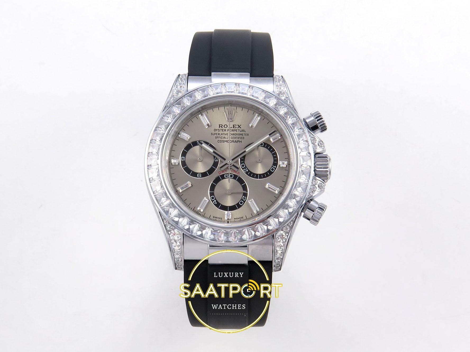 01-129 Rolex Daytona 40mm 126539TBR Gray Oysterflex QF Factory Eta Saat karşıdan görünüm