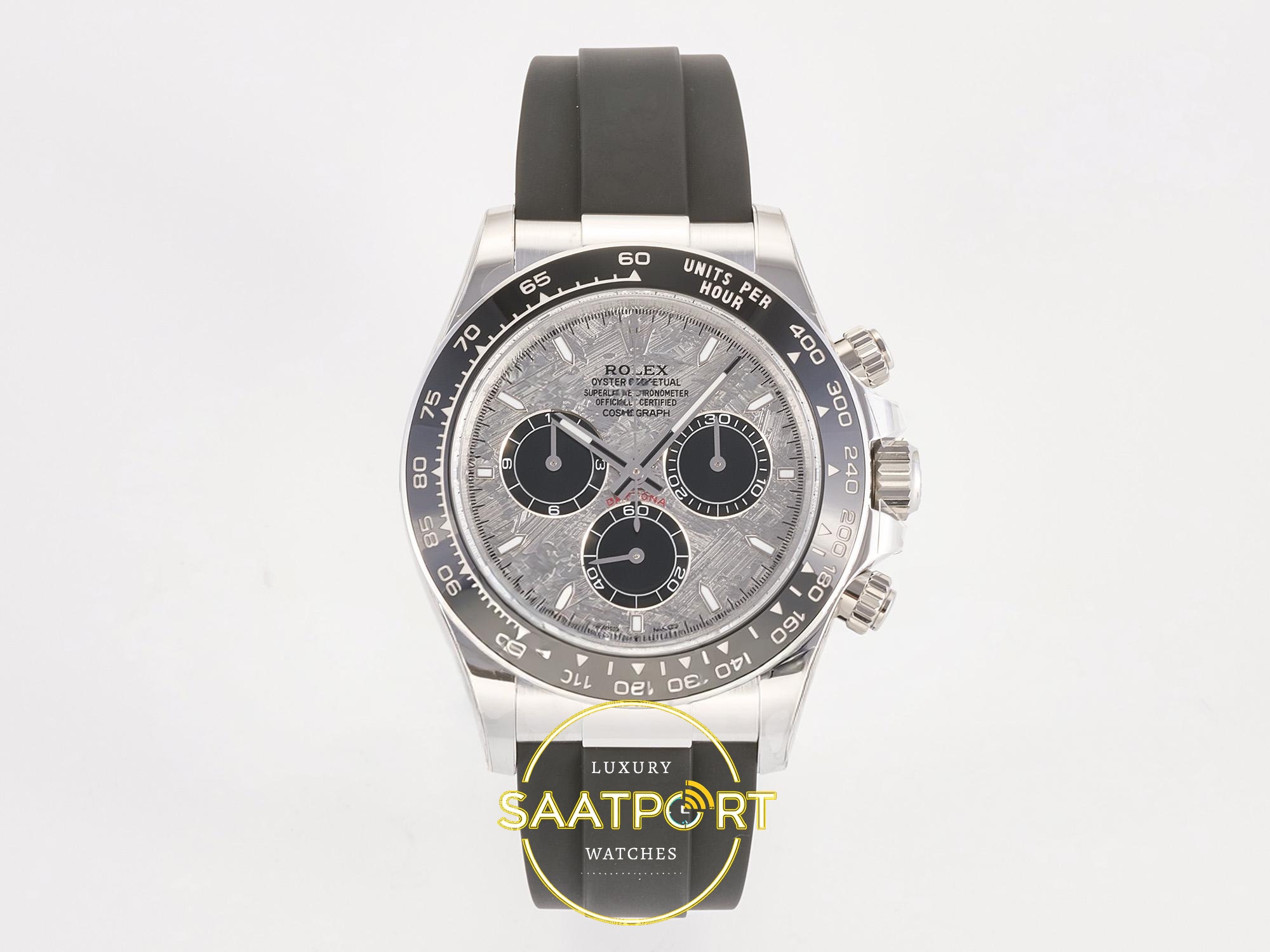 01-130 Rolex Daytona 40mm 126519 Gray Meteorite Oysterflex ARF Factory Eta Saat karşıdan görünüm