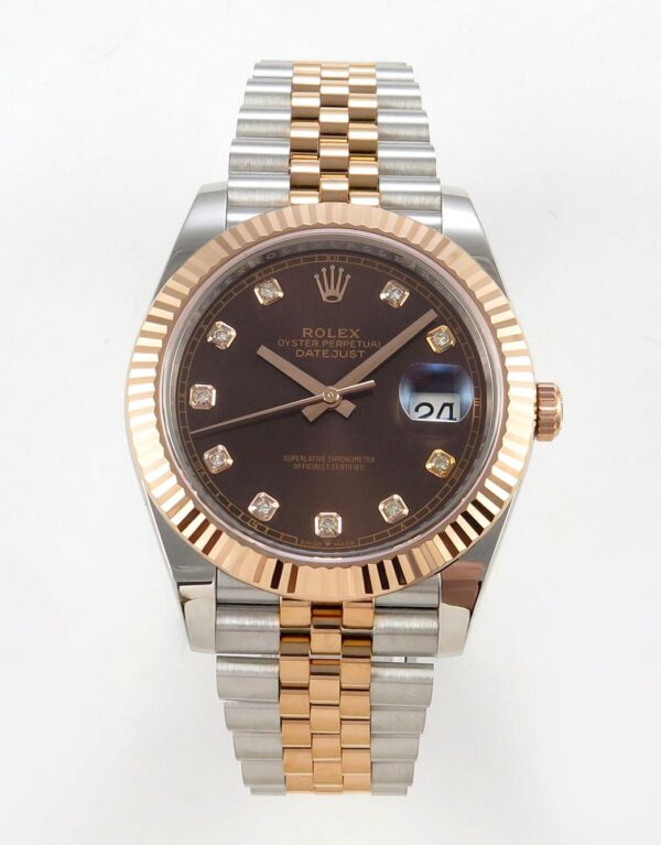 Rolex Datejust 41mm 126331 Brown Diamonds Dial Jubilee VSF Factory Eta Saat karşıdan görünüm