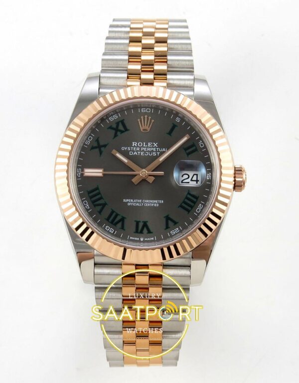 Rolex Datejust 41mm 126331 Gray Roman Dial Jubilee VSF V3 Eta Saat karşıdan görünüm