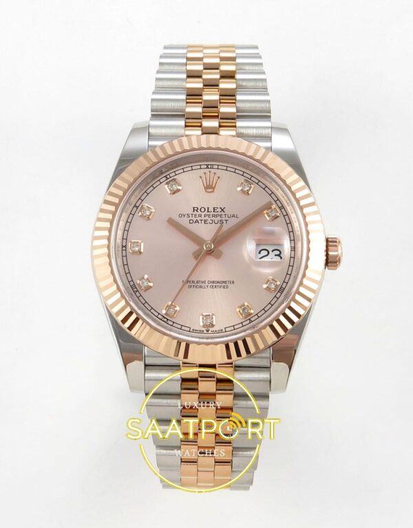 Rolex Datejust 41mm 126331 RG Diamonds Dial Jubilee VSF V3 Eta Saat karşıdan görünüm